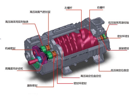 等距螺桿真空泵組成結構圖 等距螺桿真空泵組成結構圖